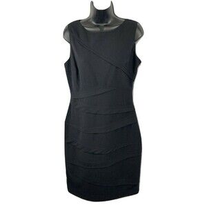 Marvin Women’s 8 Black Sleeveless Sheath Dress Textured Panel Bodycon Cocktail